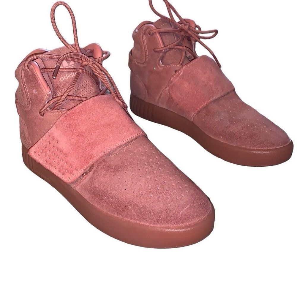 Adidas Tubular Invader Strap Basketball Shoe Size 6 Raw Pink Suede sneakers